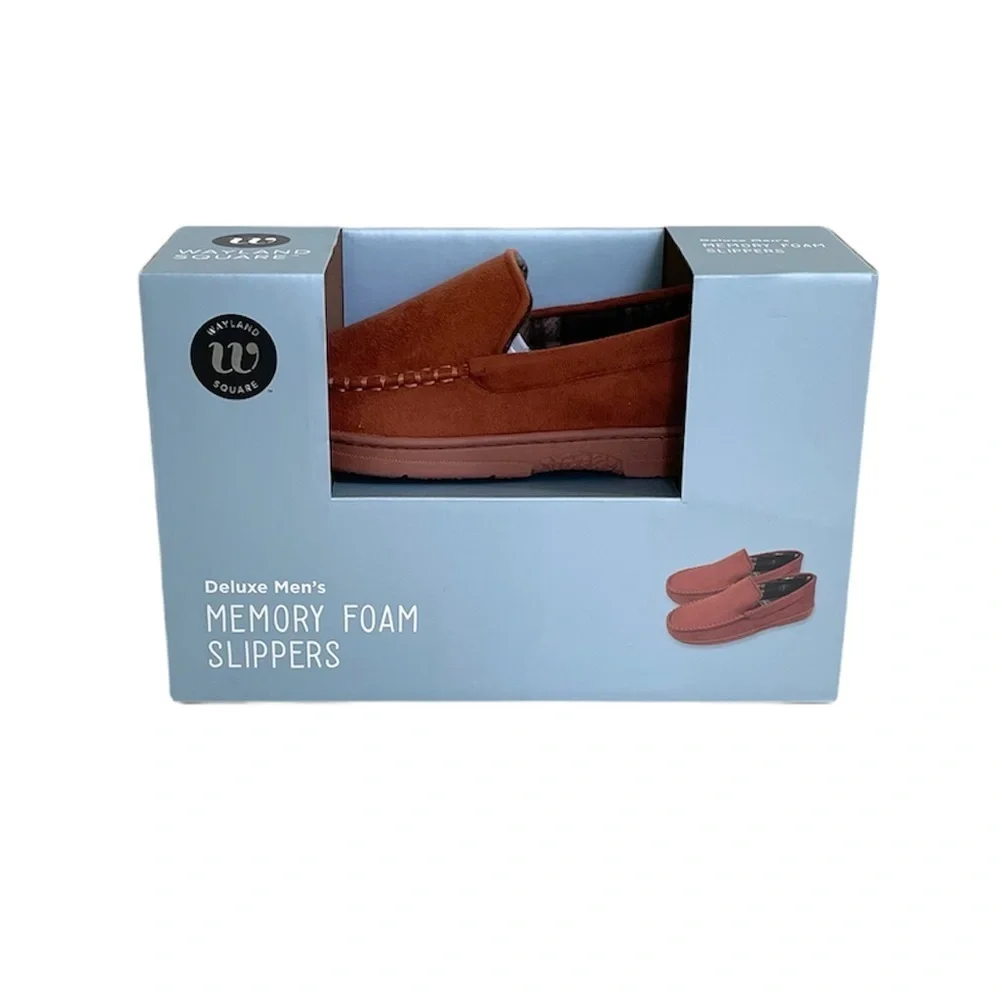 Wayland Square Deluxe Men’s Small Memory Foam Slippers Slip-on Non-Slip Sole 6-7